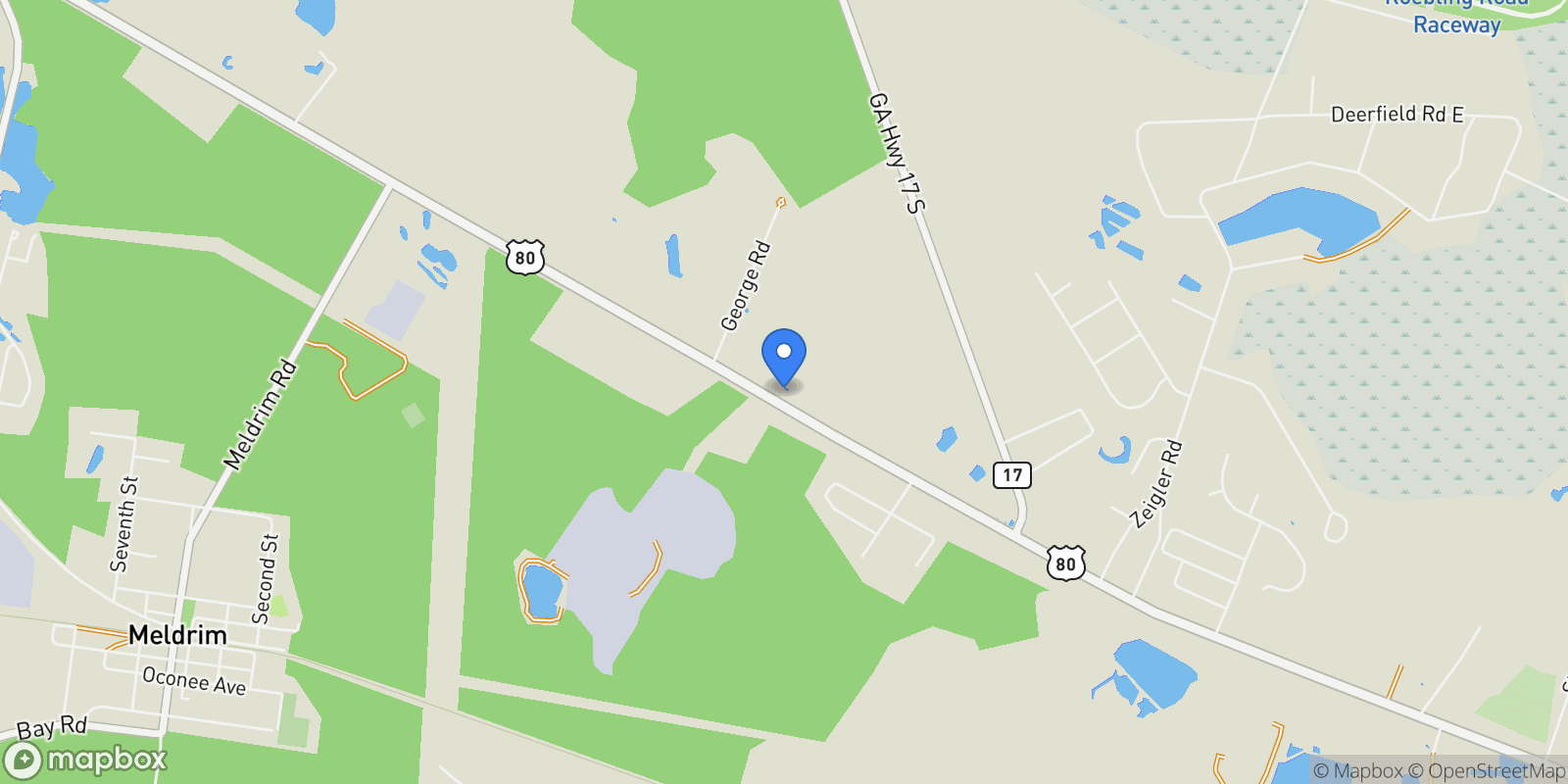 Map showing 2565 US 80 Highway, Bloomingdale, Georgia, United States.