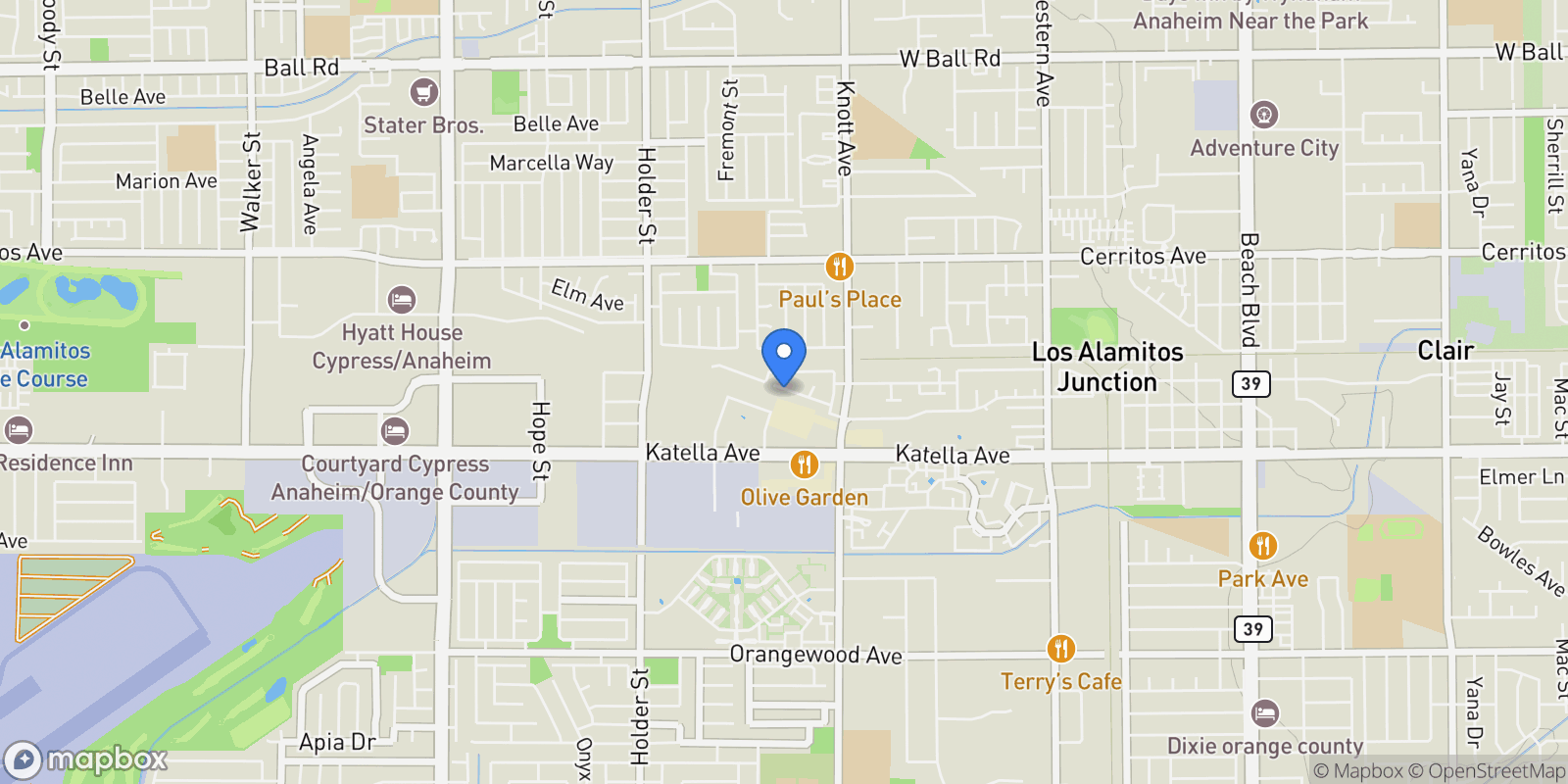Map showing 6870 Via Kannela, Stanton, California, United States.
