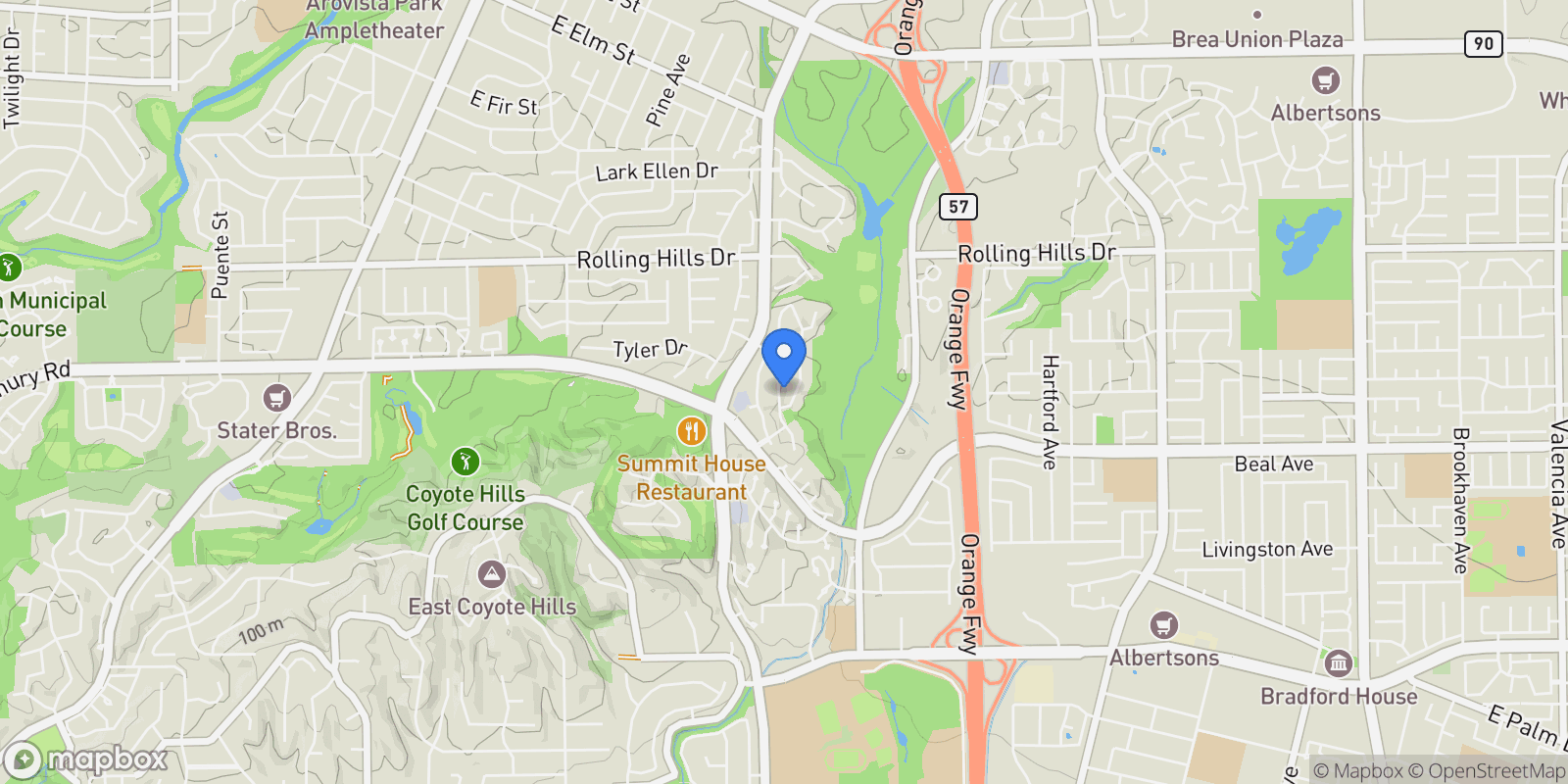 Map showing 2530 Tuscany Way, Fullerton, California, United States.