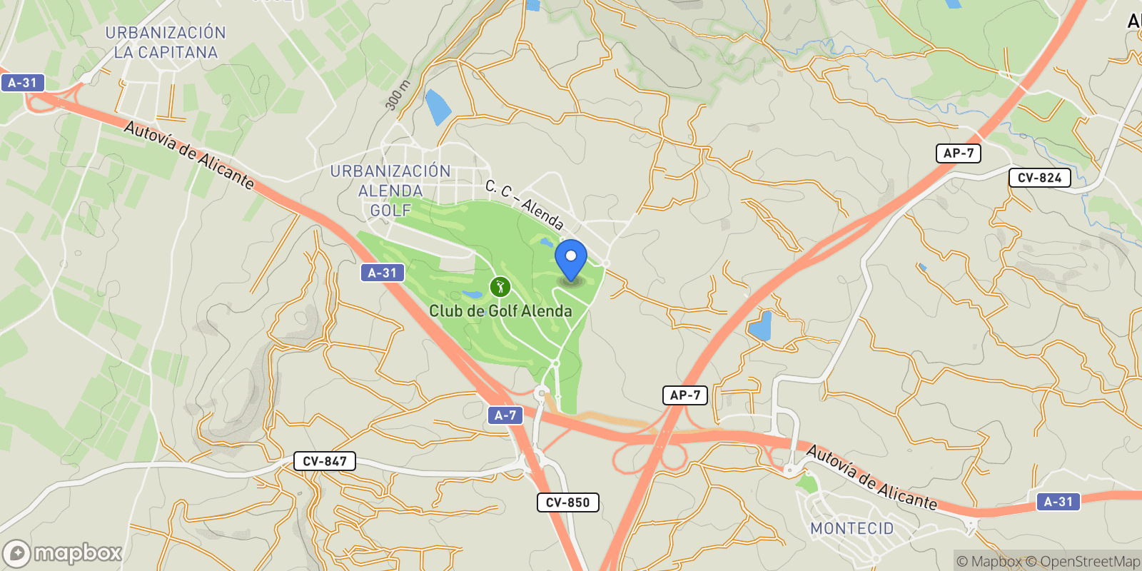 Map showing Avenida de Levante, 03679, Monforte del Cid, Alicante, Monforte del Cid, Monforte del Cid, Valencian Community, Spain.