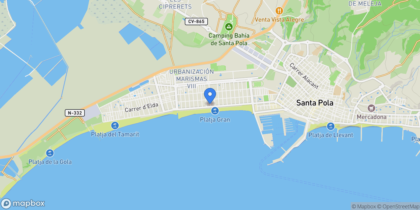 Map showing Avenida Vicente Blasco Ibañez, 03130, Santa Pola, Alicante, Santa Pola, Santa Pola, Valencian Community, Spain.