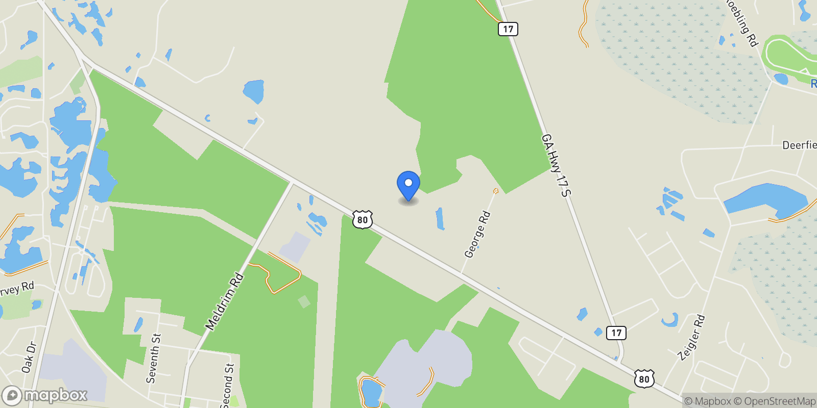 Map showing 2301 US Highway 80, Bloomingdale, Georgia, United States.
