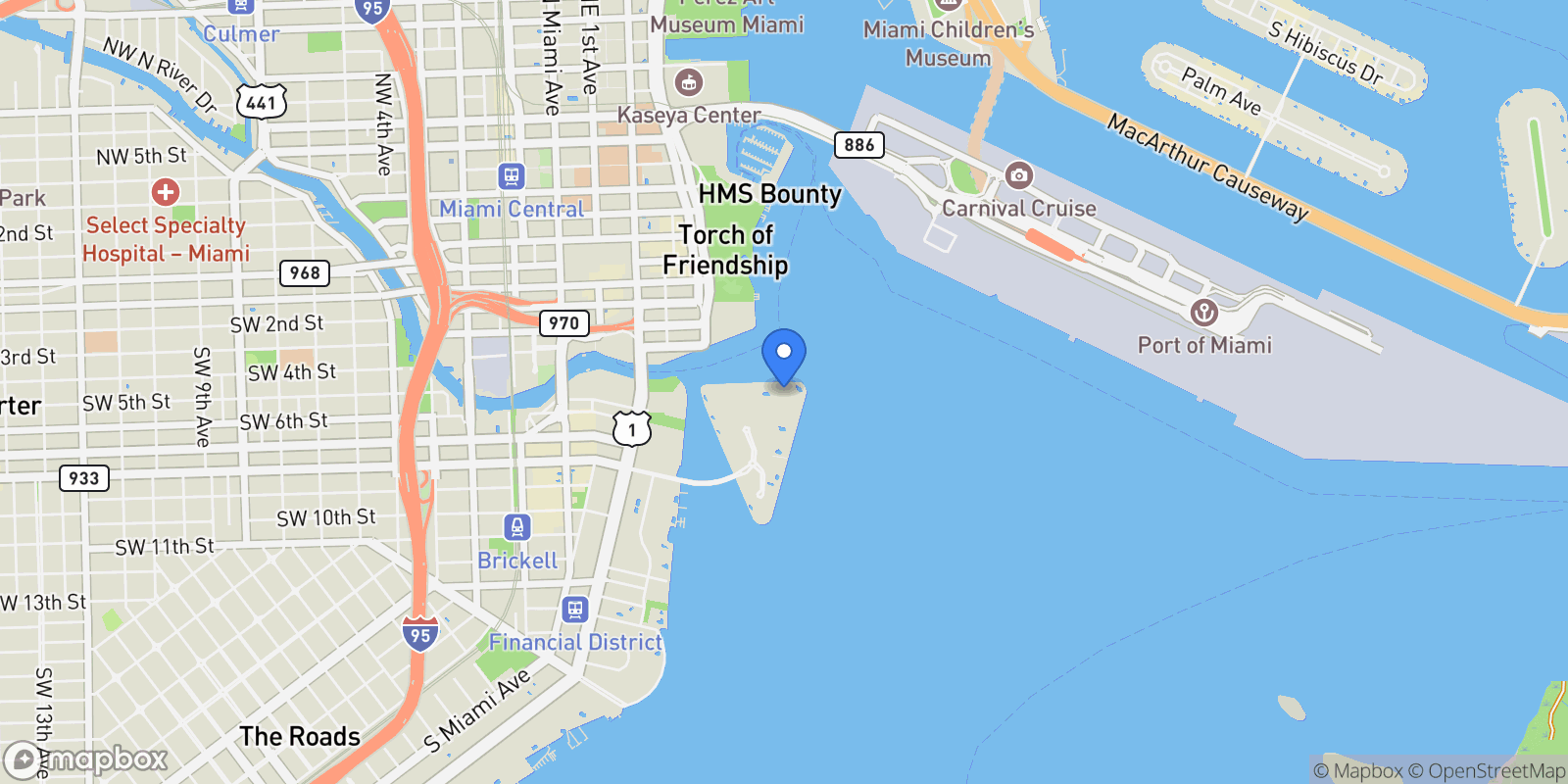 Map showing 848 Brickell Key Dr 4002, Miami, Florida, United States.