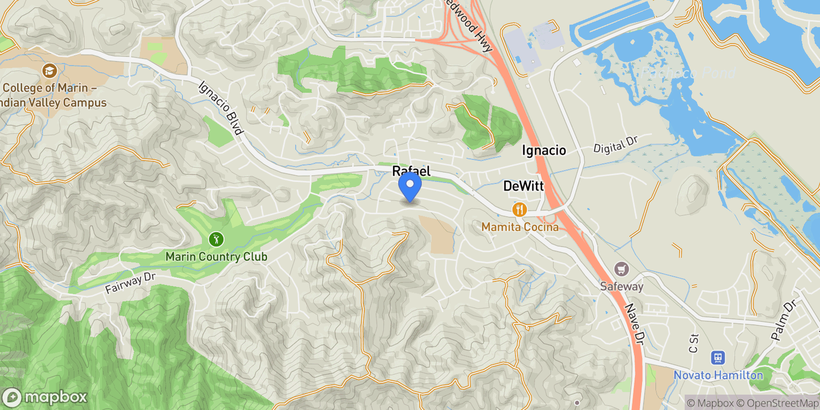 Map showing 456 Alameda De La Loma, Novato, CA, 94949, USA, Novato, California, United States.