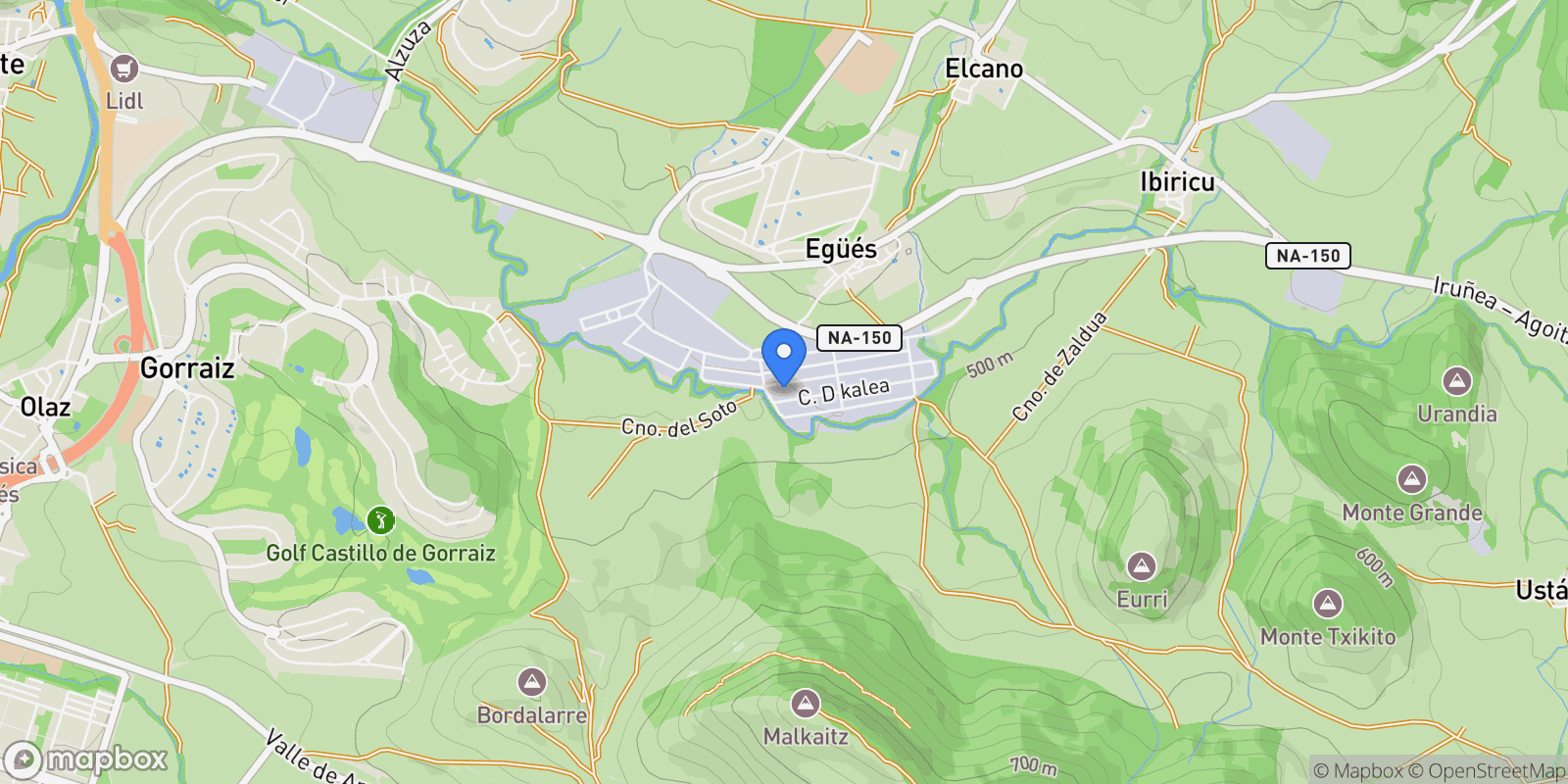 Map showing Calle Poligono Industral PG,  Egüés, Egues, Valle de Egues/Eguesibar, Spain.