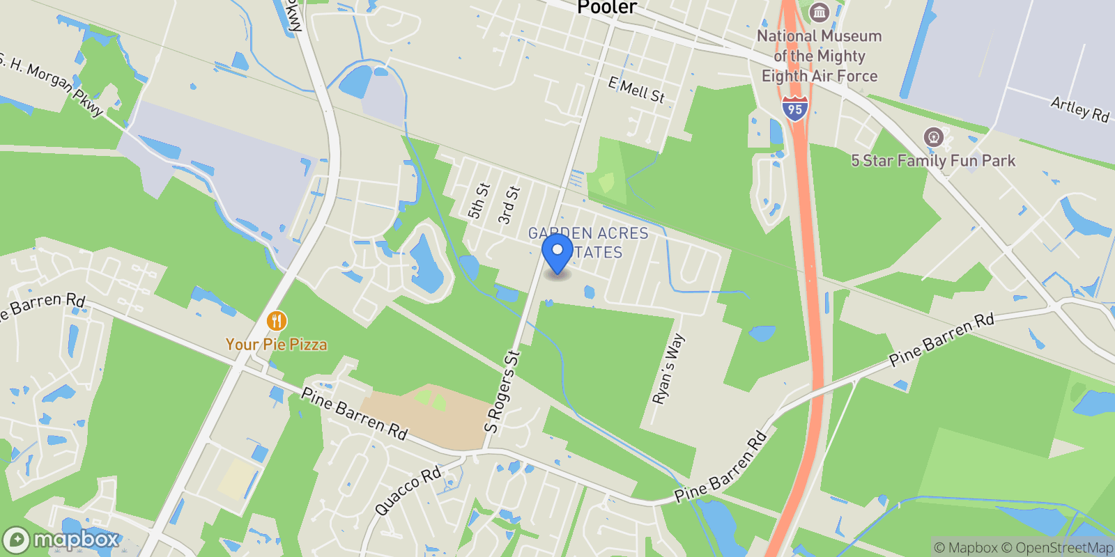 Map showing 1324 S Rogers Street, Pooler, Georgia, United States.