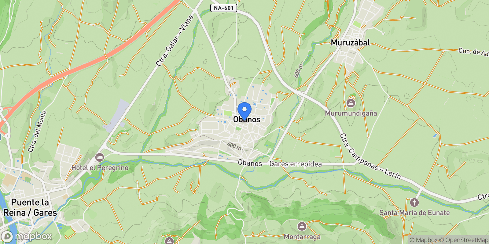 Map showing Calle San Lorenzo,  Obanos, Obanos, Navarre, Spain.