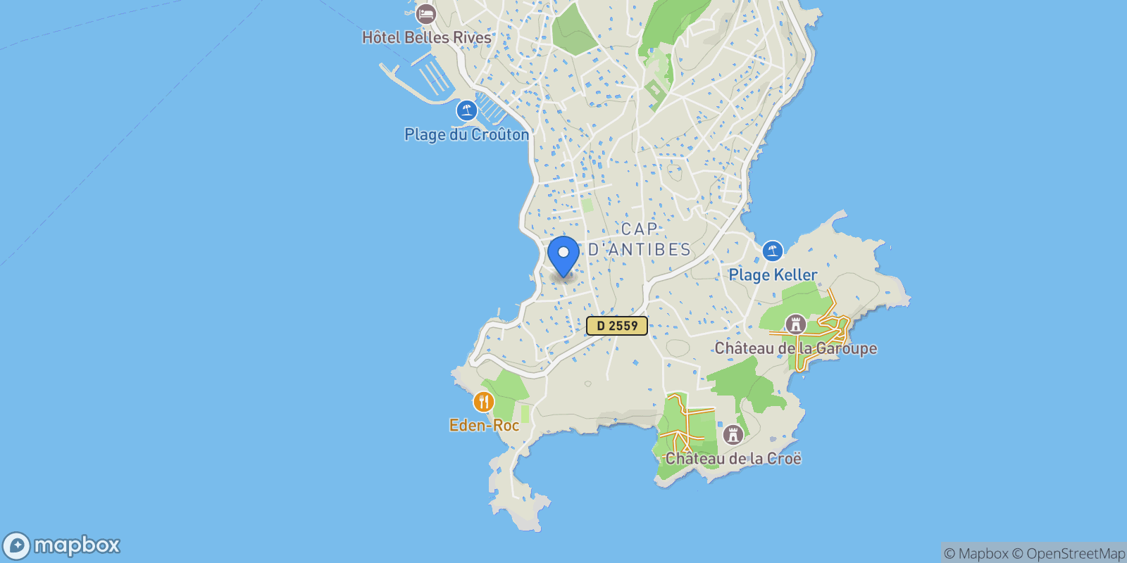 Map showing Antibes, Provence-Alpes-Côte d'Azur, France.