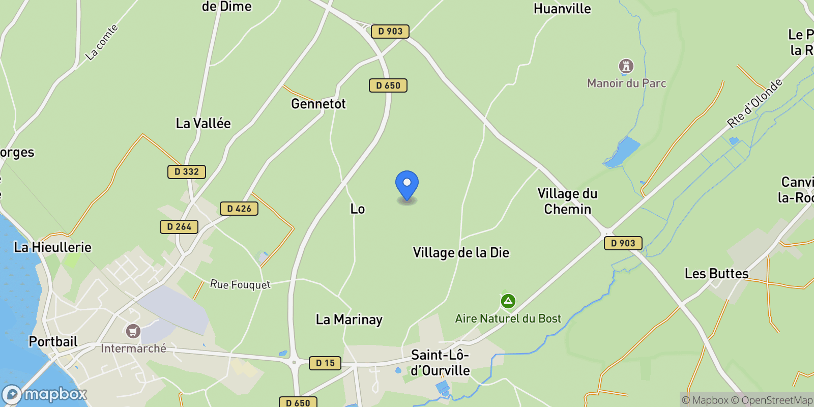 Map showing Port-Bail-sur-Mer, Normandy, France.