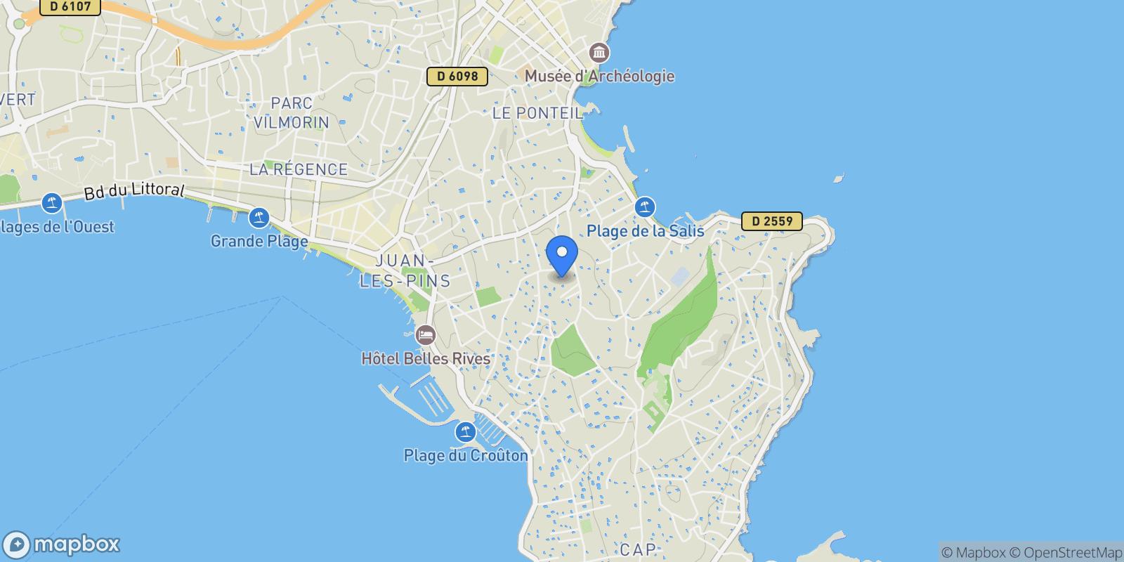 Map showing Antibes, Provence-Alpes-Côte d'Azur, France.