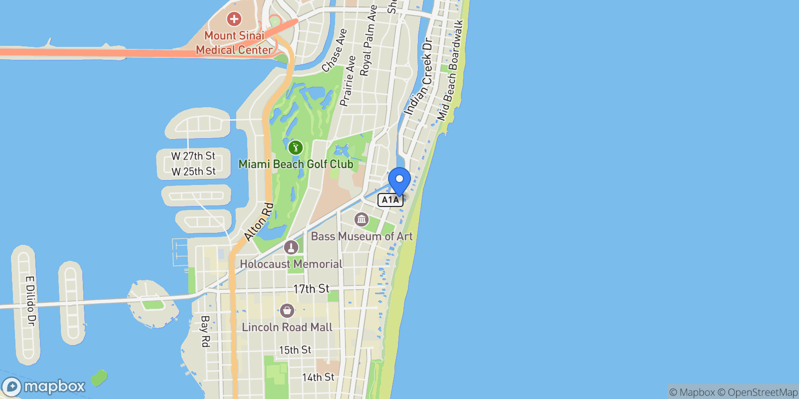 Map showing 2301 Collins Ave PH18, Miami Beach, Florida, United States.