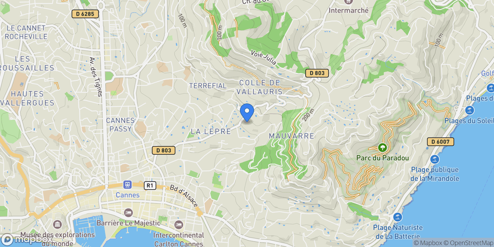 Map showing Cannes, Provence-Alpes-Côte d'Azur, France.