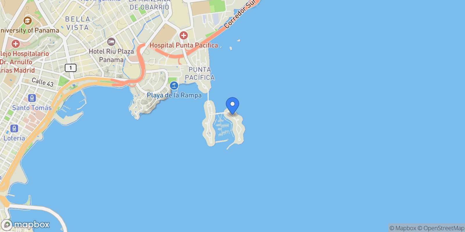 Map showing Ocean Reef Islands, Panama City, Panama, Panama City, Panama.