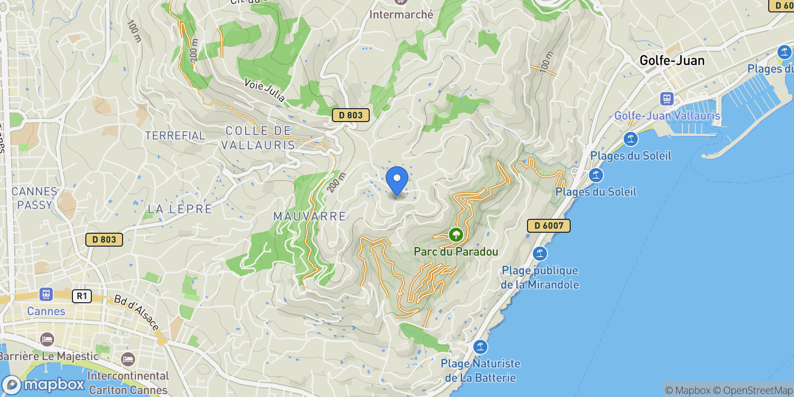 Map showing Vallauris, Provence-Alpes-Côte d'Azur, France.