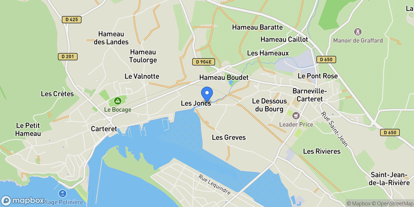 Map showing Barneville-Carteret, Normandy, France.
