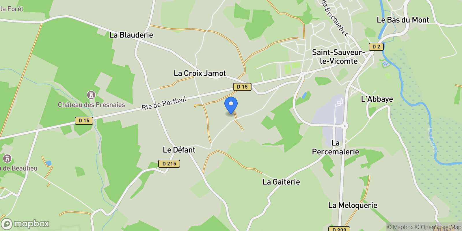Map showing Saint-Sauveur-le-Vicomte, Normandy, France.