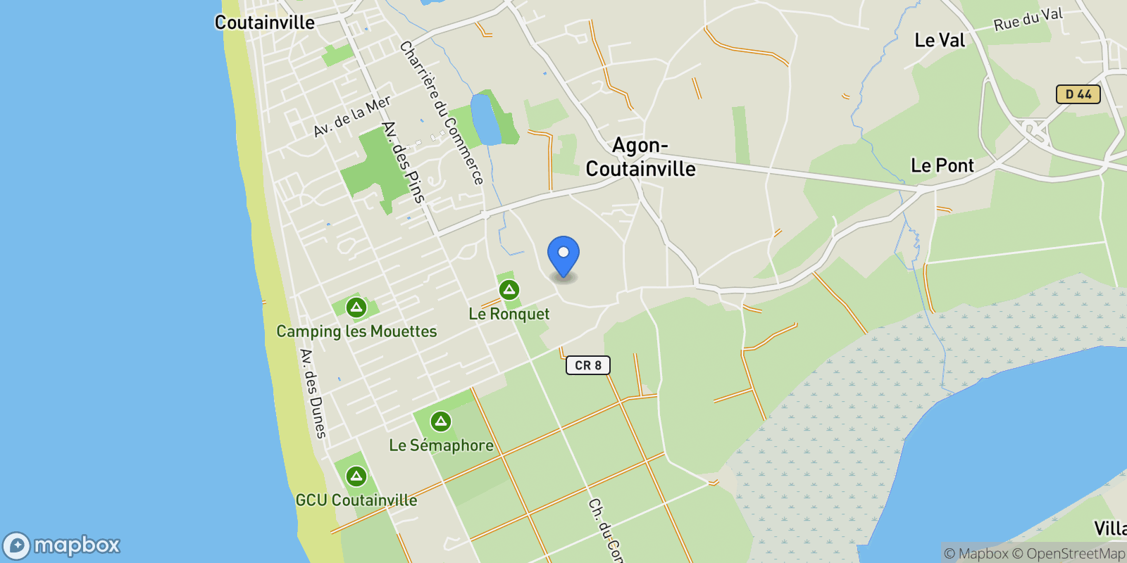 Map showing Agon-Coutainville, Normandy, France.