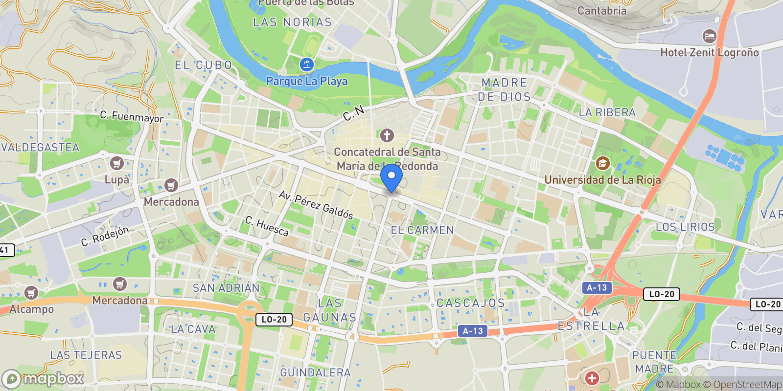 Map showing Logrono, La Rioja, Spain.