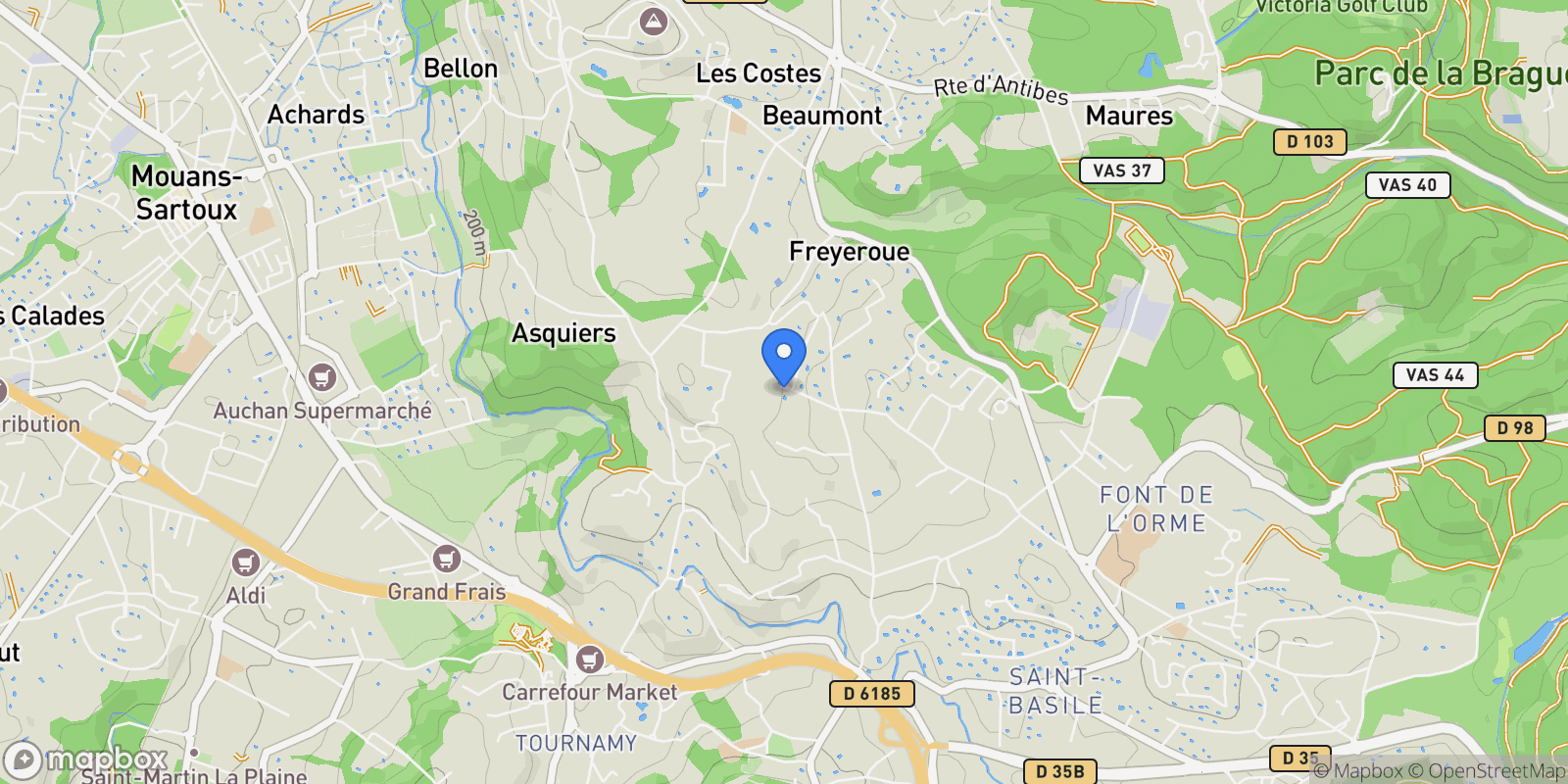 Map showing Mougins, Provence-Alpes-Côte d'Azur, France.