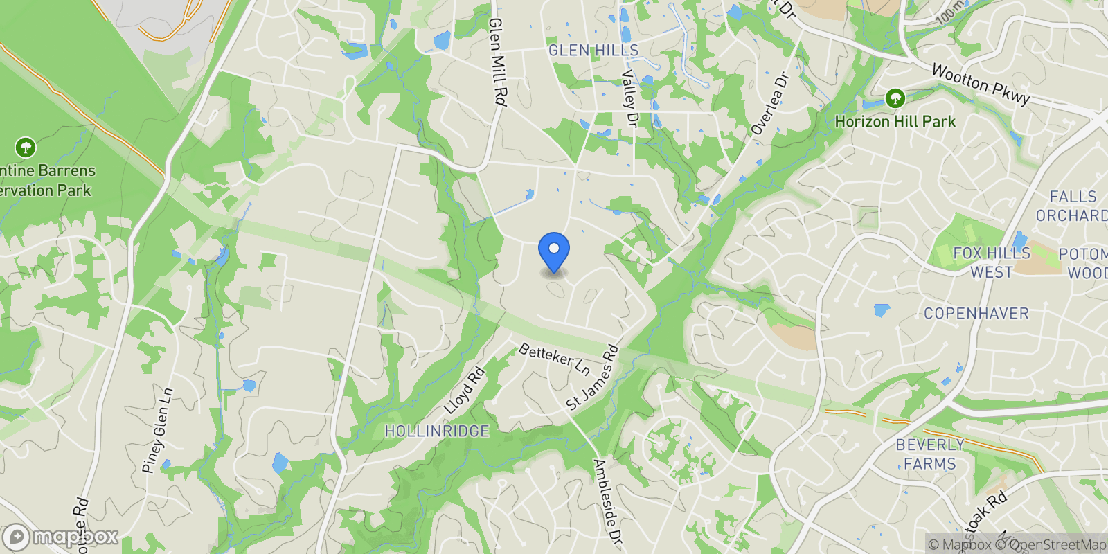 Map showing Lot 1 Newgate Rd, North Potomac, Maryland, United States.