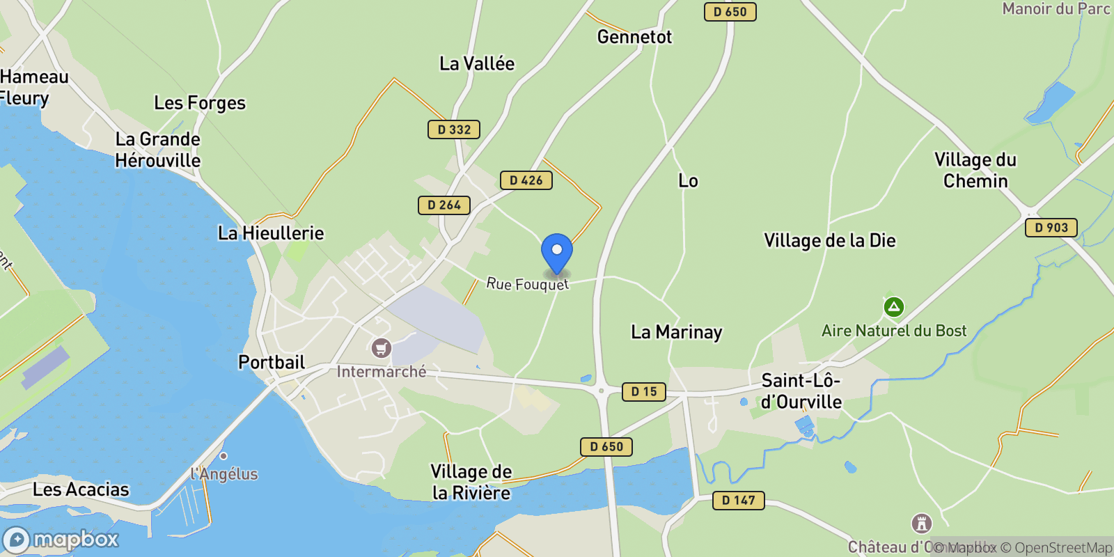 Map showing Port-Bail-sur-Mer, Normandy, France.