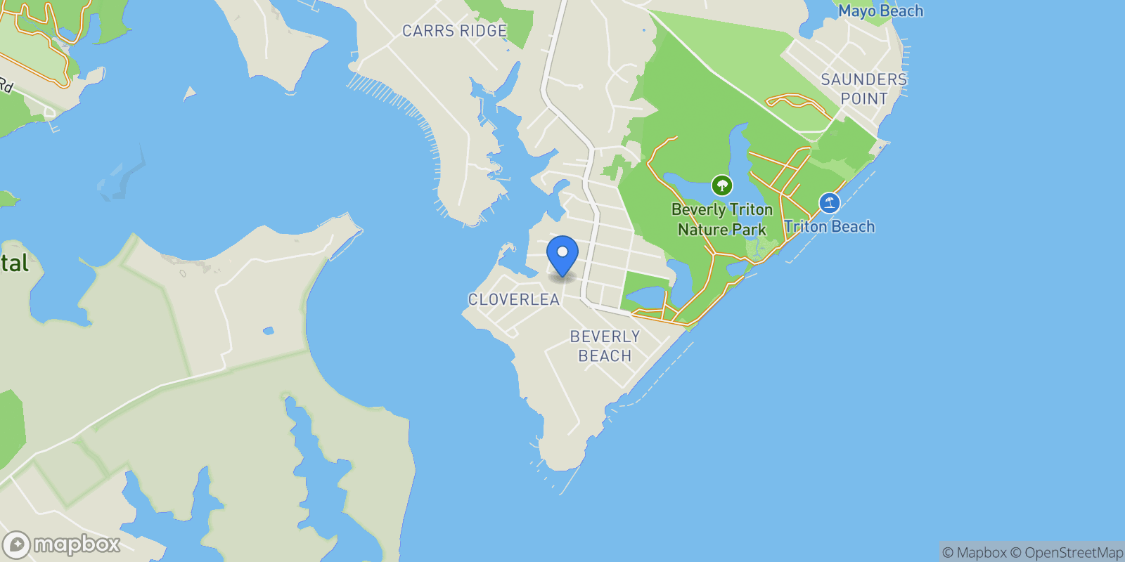 Map showing 341 Maryland Ave, Edgewater, Maryland, United States.