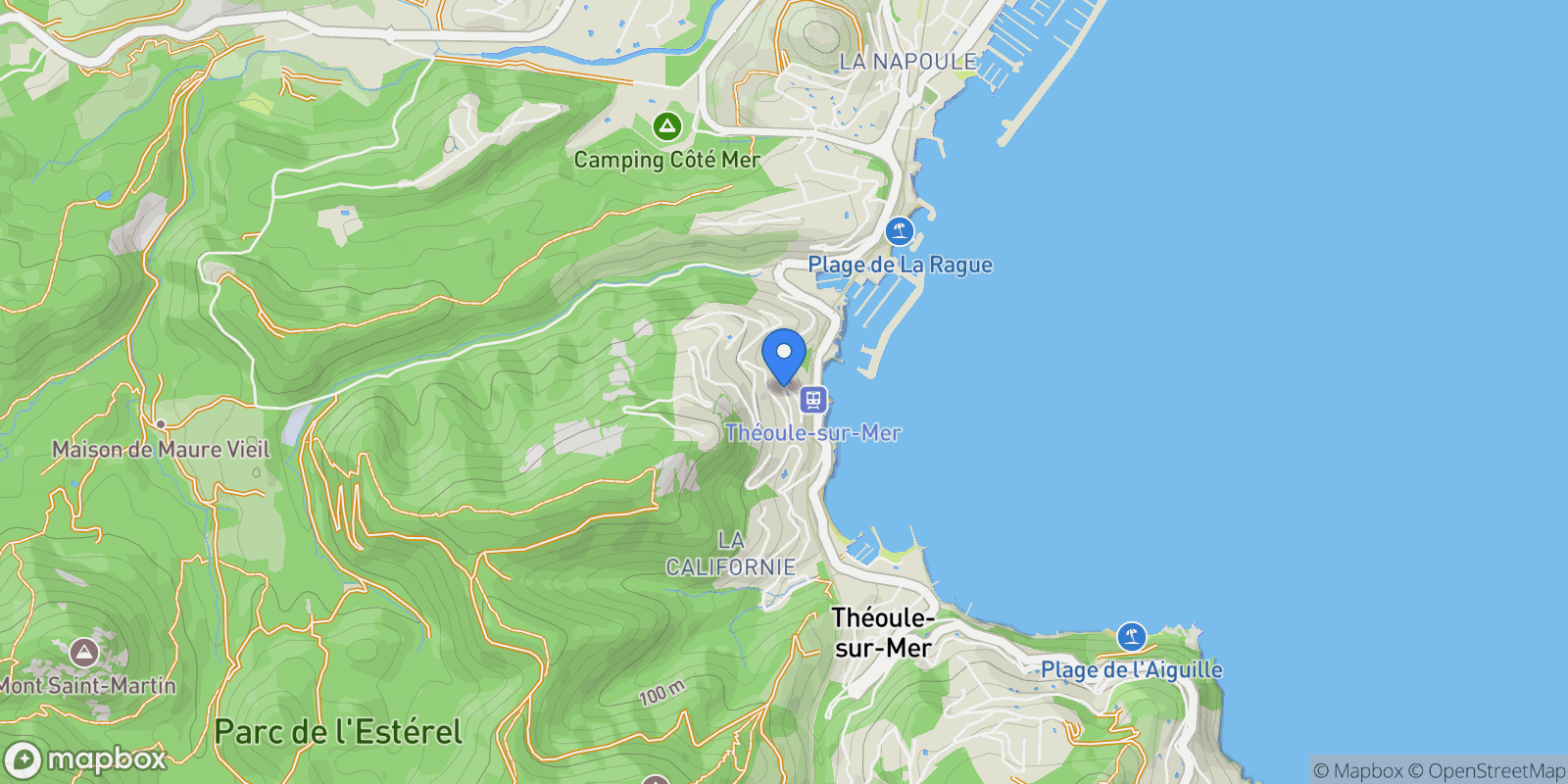 Map showing Théoule-sur-Mer, Provence-Alpes-Côte d'Azur, France.