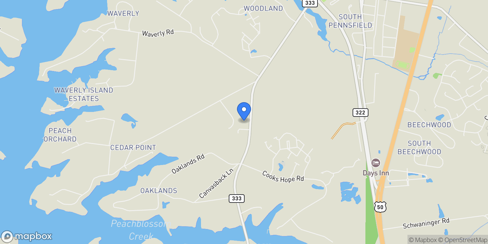 Map showing 7184 Oxford Rd, Easton, Maryland, United States.