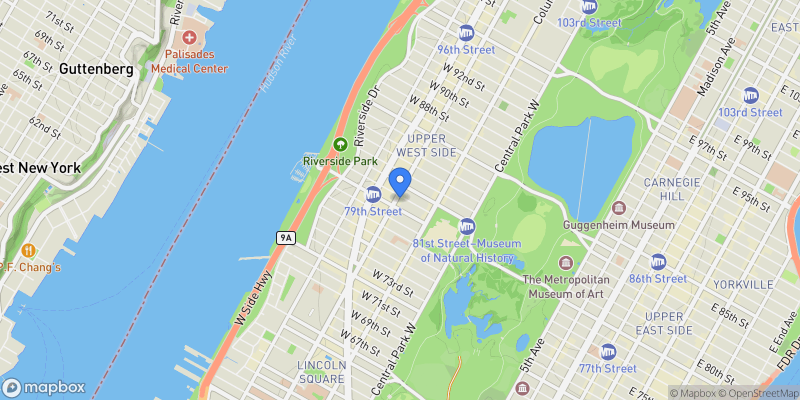 Map showing The Chesterfield, 186 W 80TH ST, New York, New York, United States.