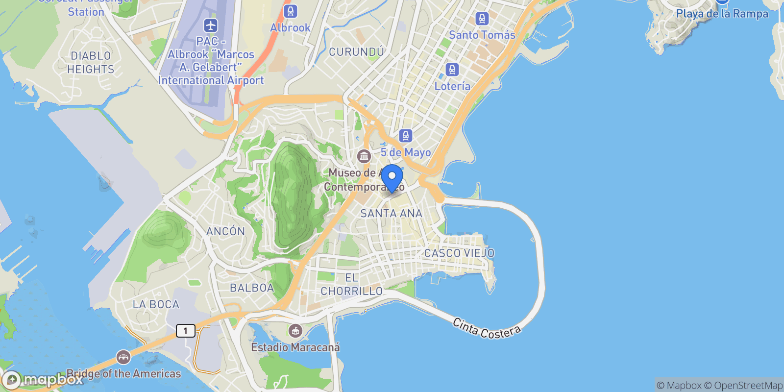 Map showing Av. Balboa, Panamá, Provincia de Panamá, Panama, Panama City, Panama, Panama.