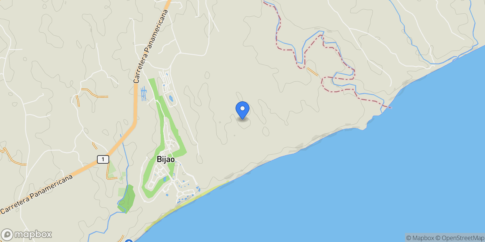 Map showing Chumico, Río Hato, Provincia de Coclé, Panama, Rio Hato, Coclé Province, Panama.