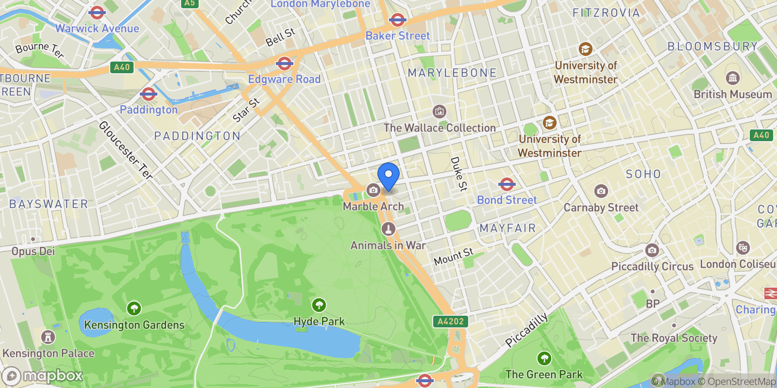 Map showing North Row, Mayfair, London, London, England, United Kingdom.