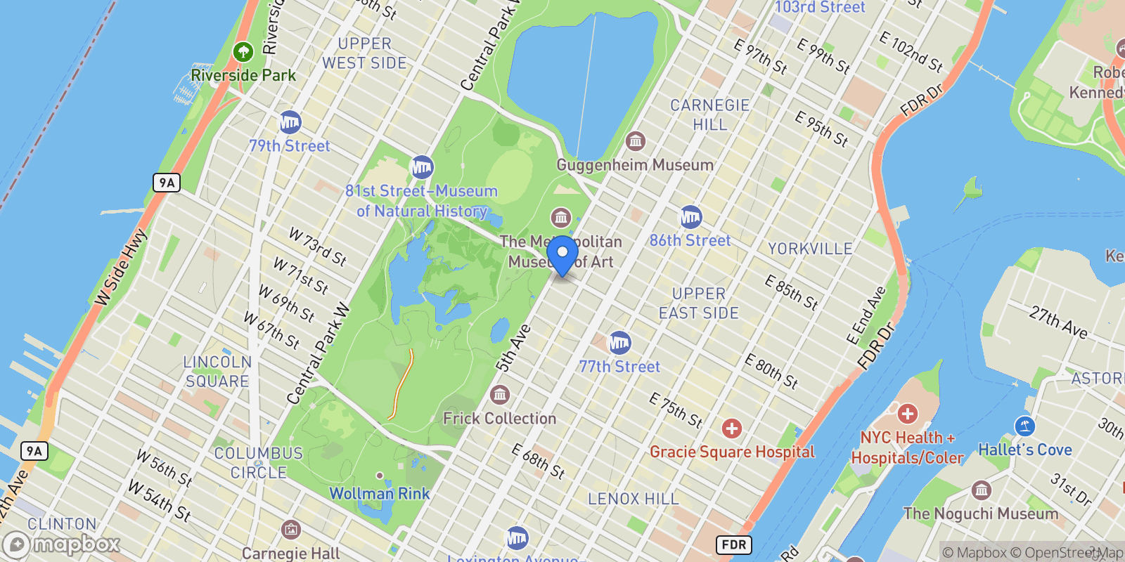 Map showing 4 East 79th Street, New York, NY 10075, New York, New York, United States.