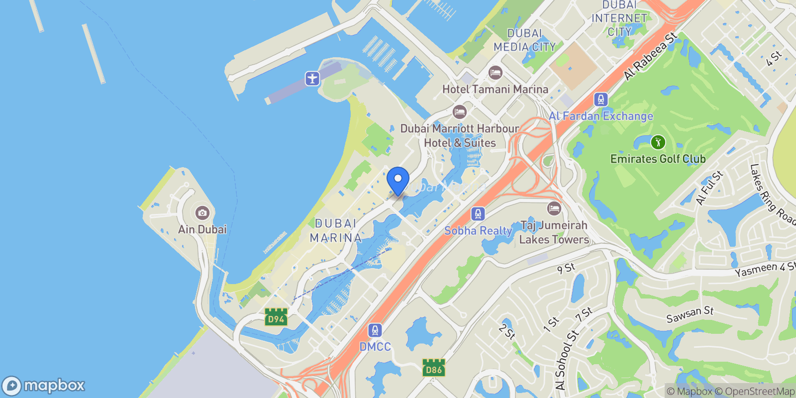Map showing Dubai Marina, Dubai, Dubai, Dubai, United Arab Emirates.