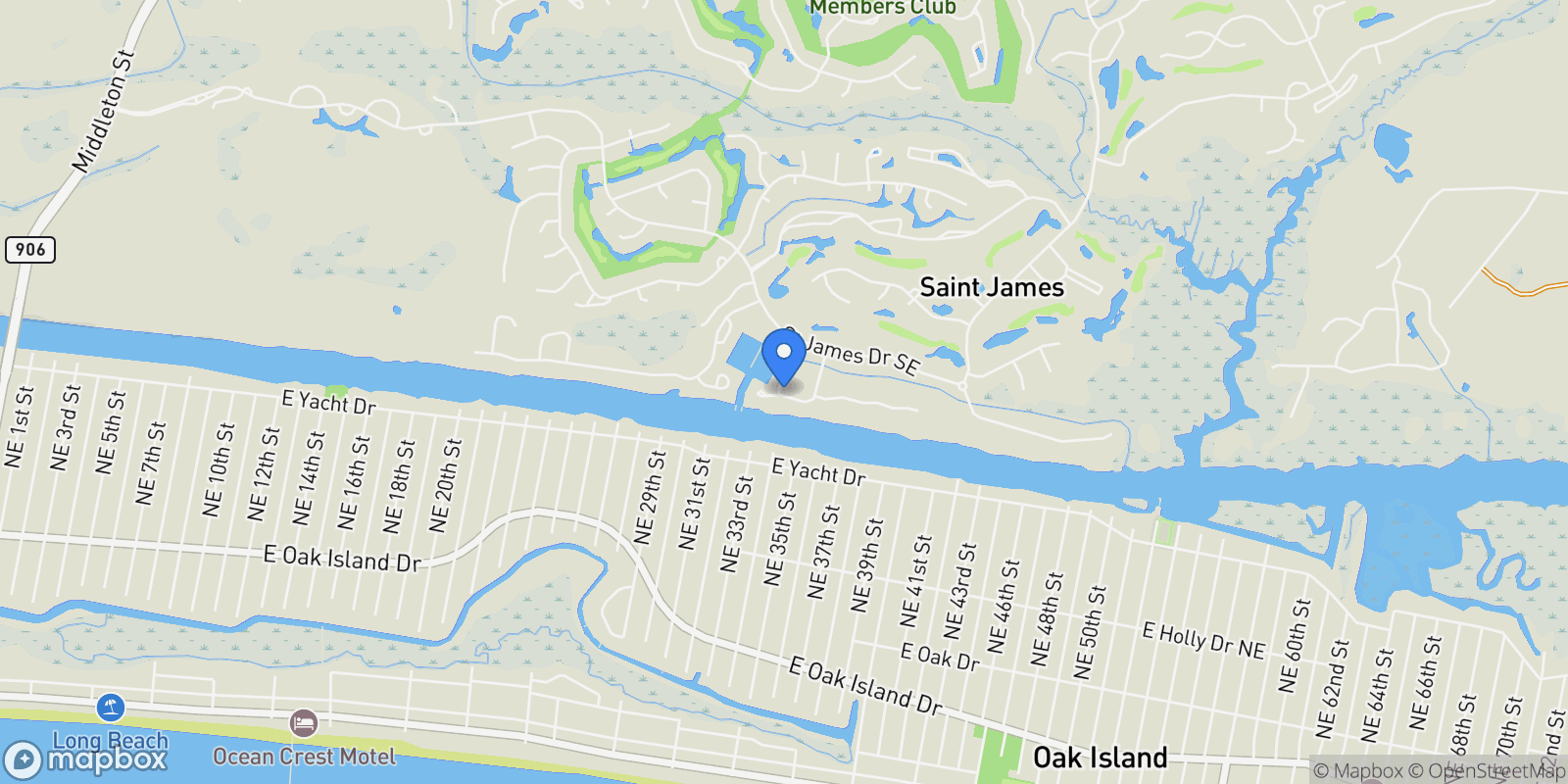 Map showing 2744 Long Bay Drive SE, Southport, North Carolina, United States.
