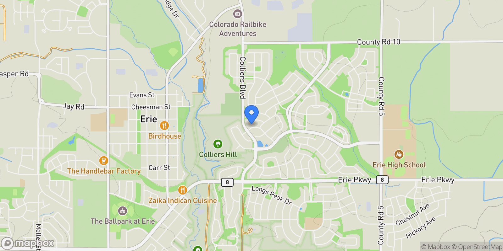 Map showing 505 Orion Avenue, Erie, Colorado, United States.