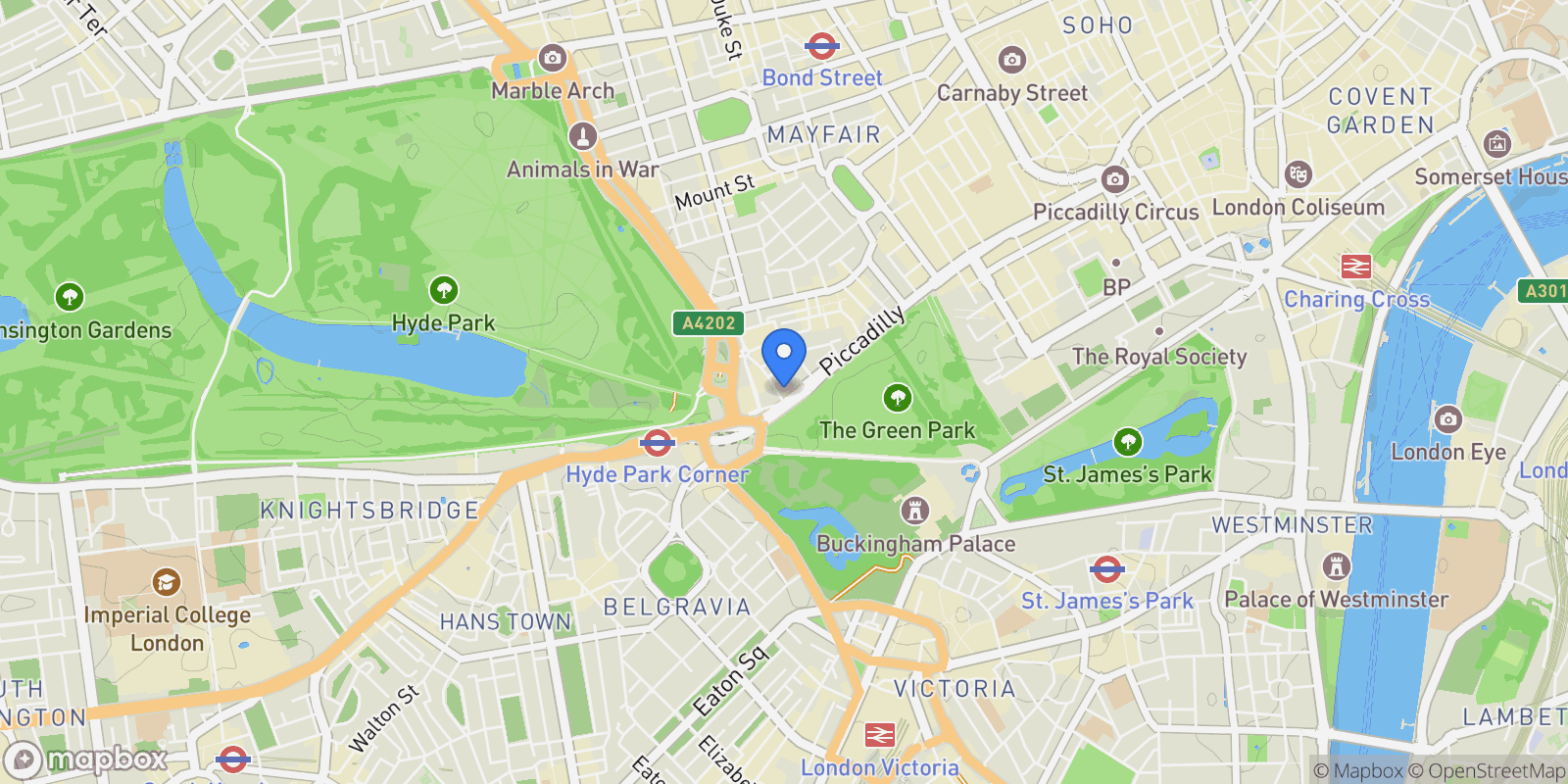 Map showing Piccadilly, London, England, United Kingdom.