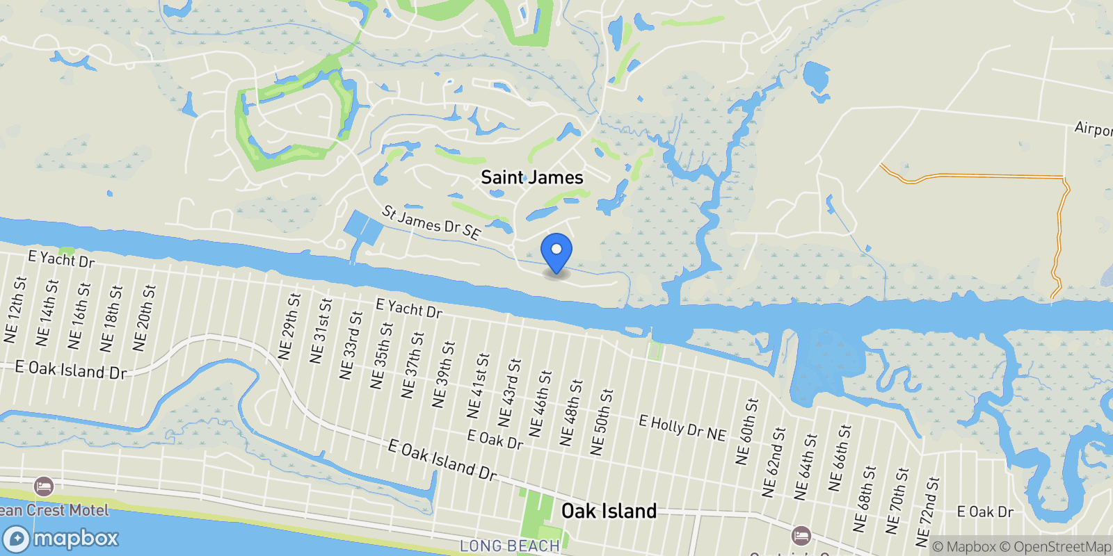 Map showing 2611 Mariners Way SE, Southport, North Carolina, United States.