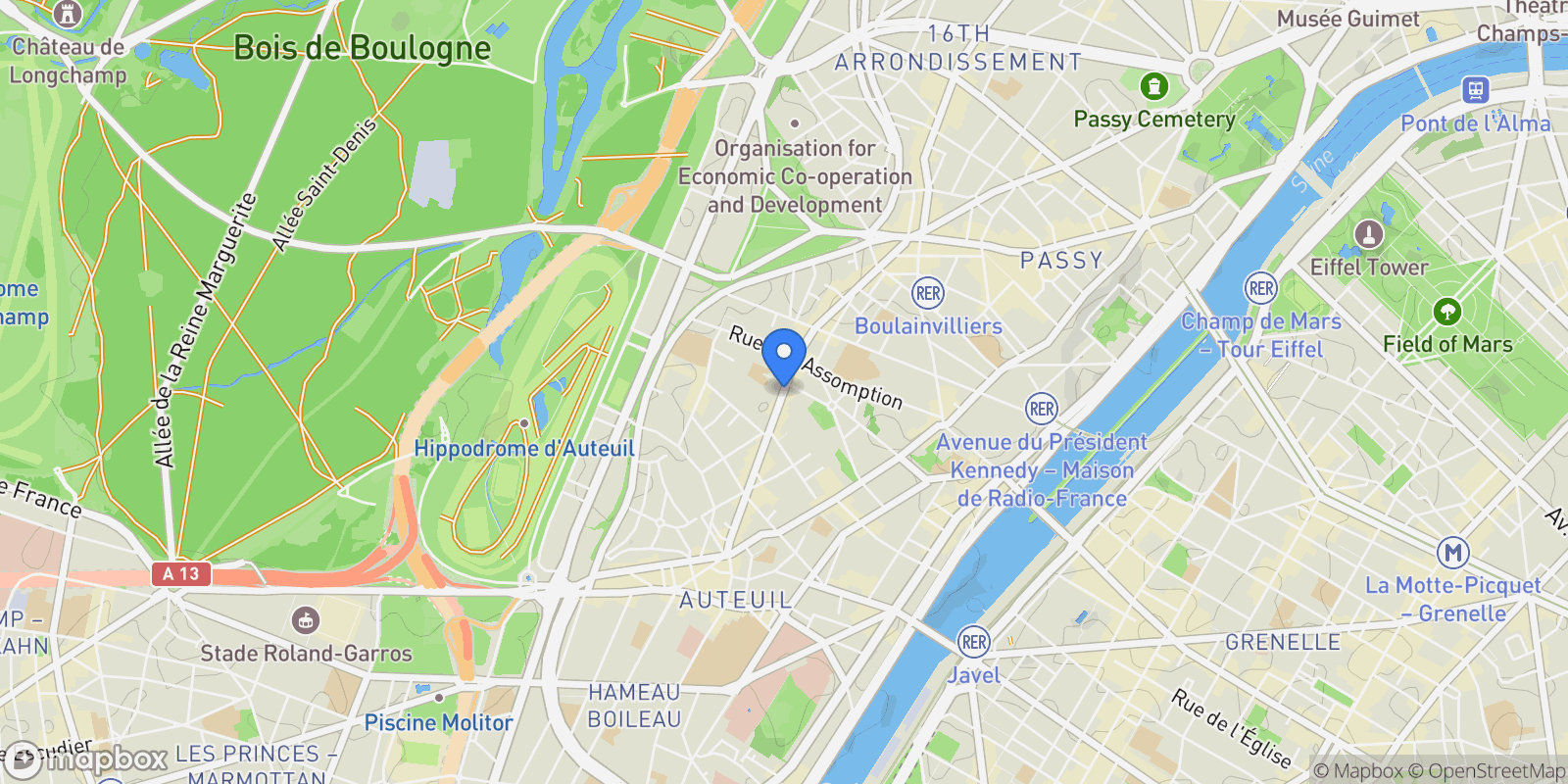Map showing Paris, Île-de-France, France.
