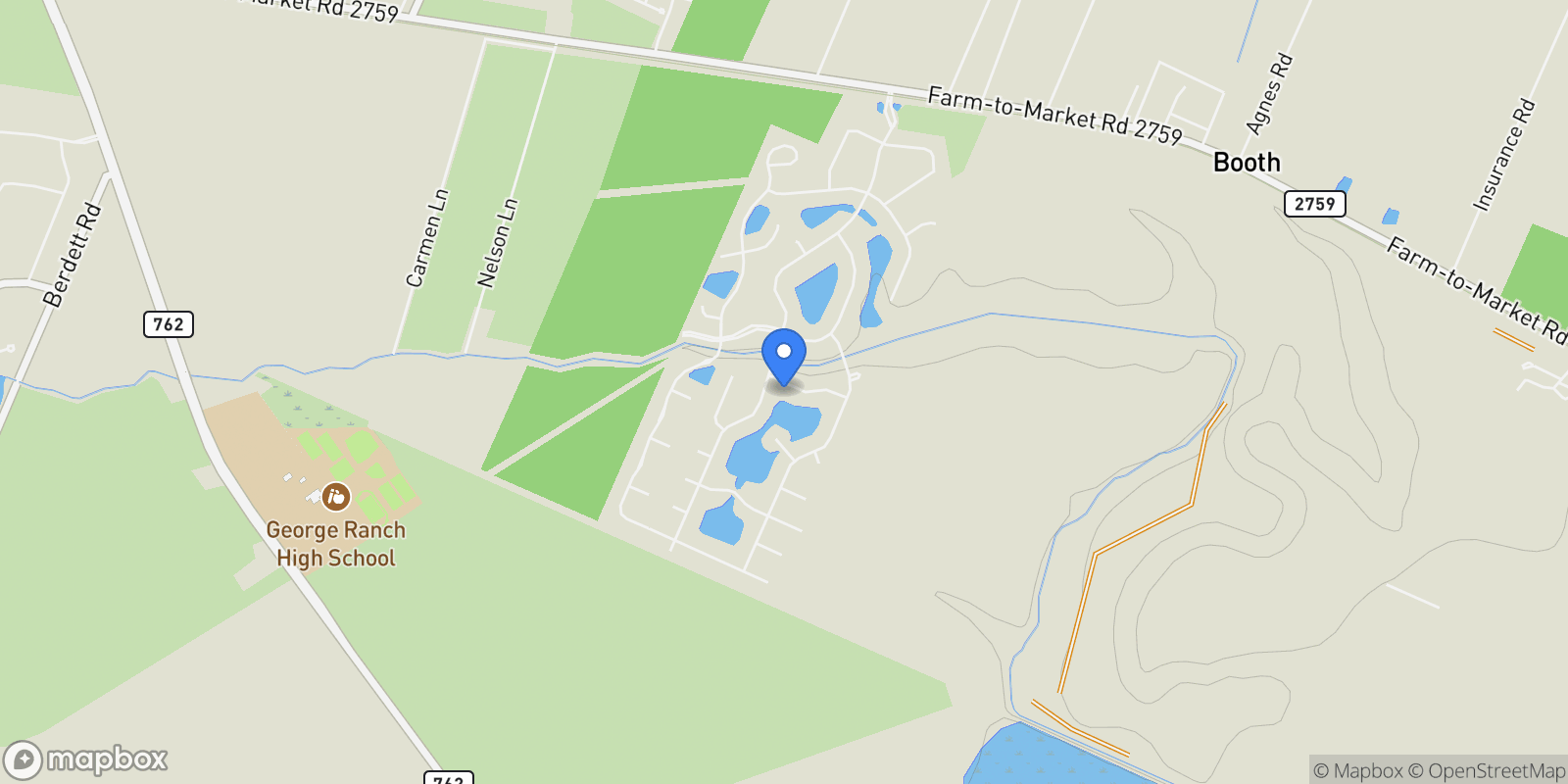 Map showing 8910 Water Crest Trail, Rosenberg, Texas, United States.