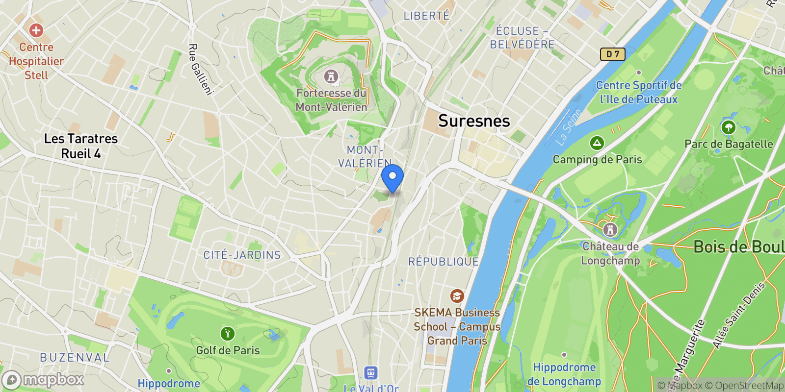 Map showing Suresnes, Île-de-France, France.