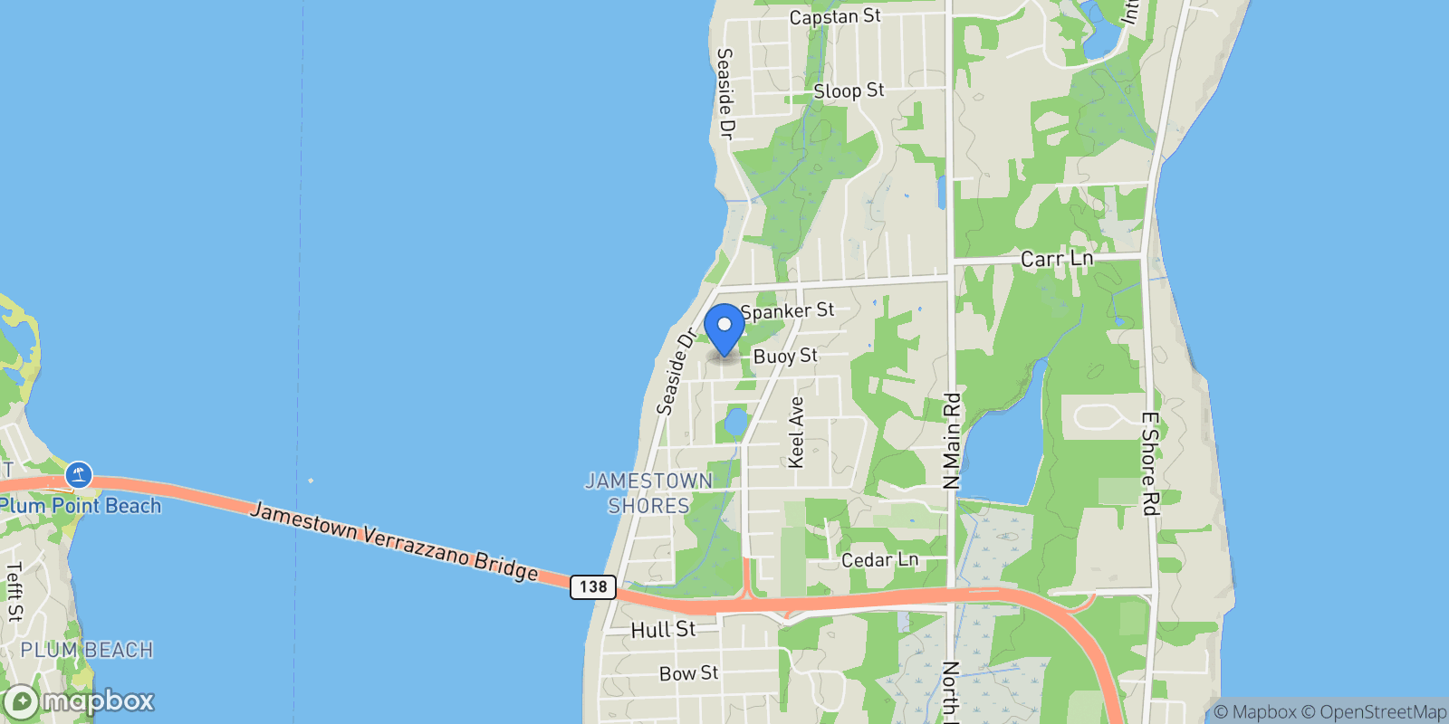 Map showing 8 Starboard Avenue, Jamestown, Rhode Island, United States.