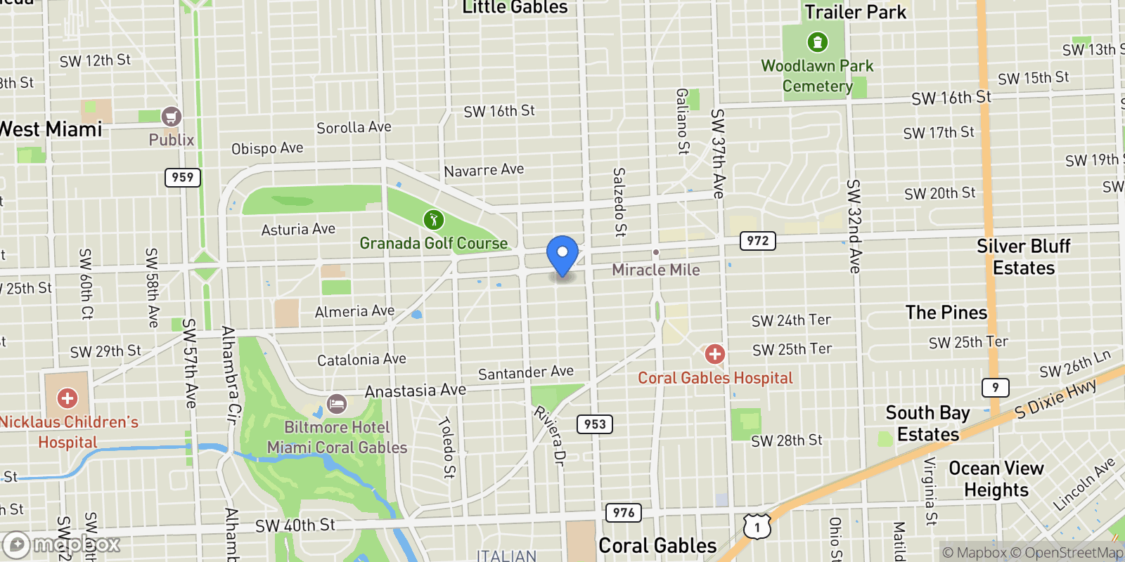 Map showing 441 Valencia Ave 1201, Coral Gables, Florida, United States.