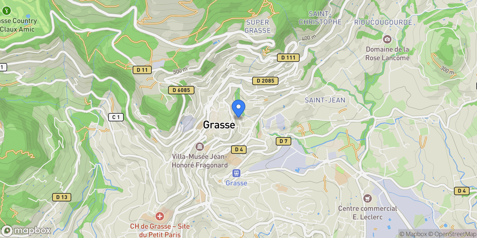 Map showing Grasse, Provence-Alpes-Côte d'Azur, France.