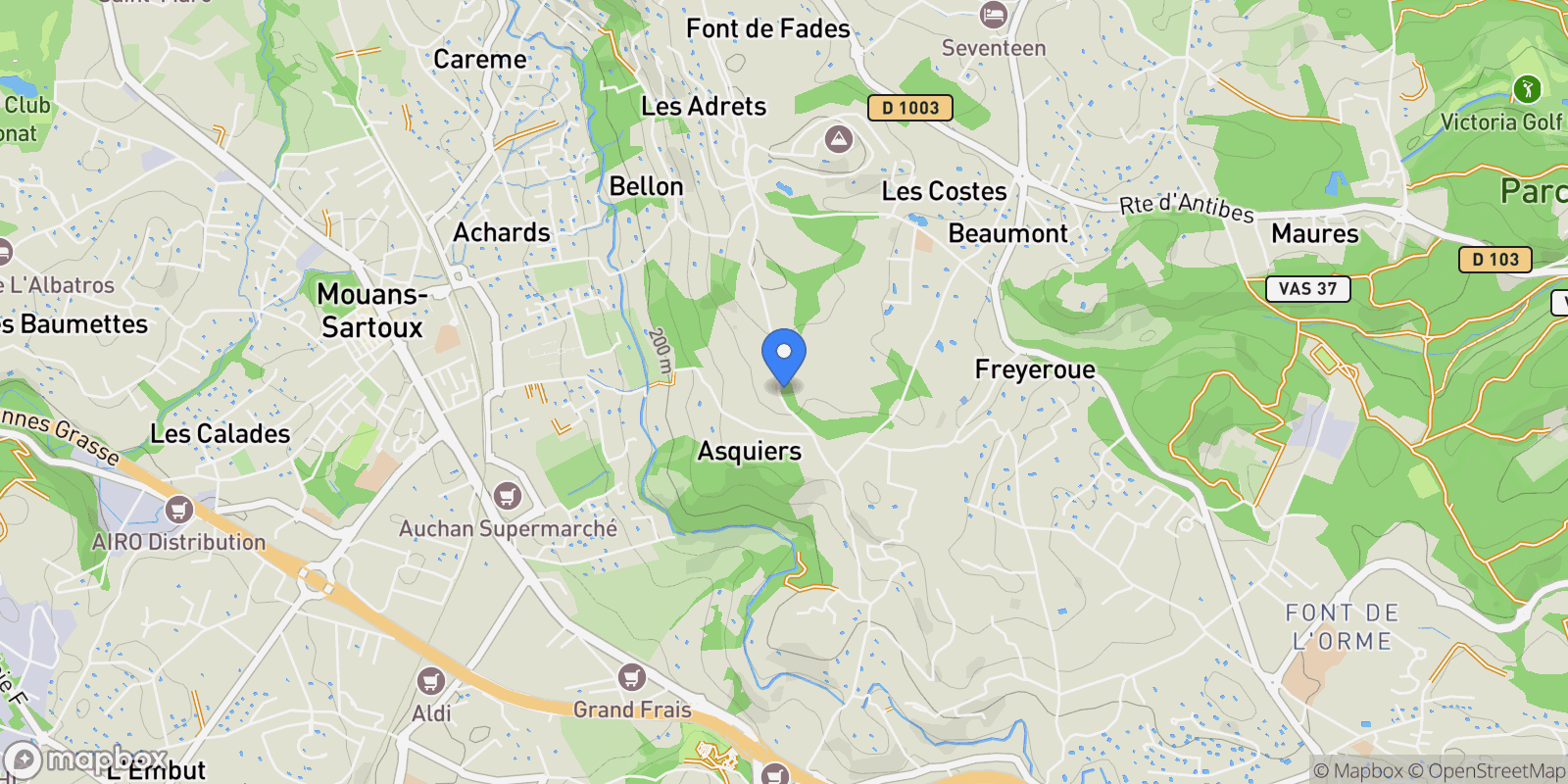 Map showing Mouans-Sartoux, Provence-Alpes-Côte d'Azur, France.