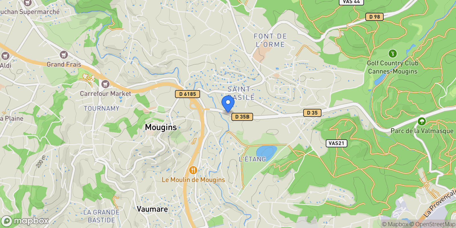 Map showing Mougins, Provence-Alpes-Côte d'Azur, France.