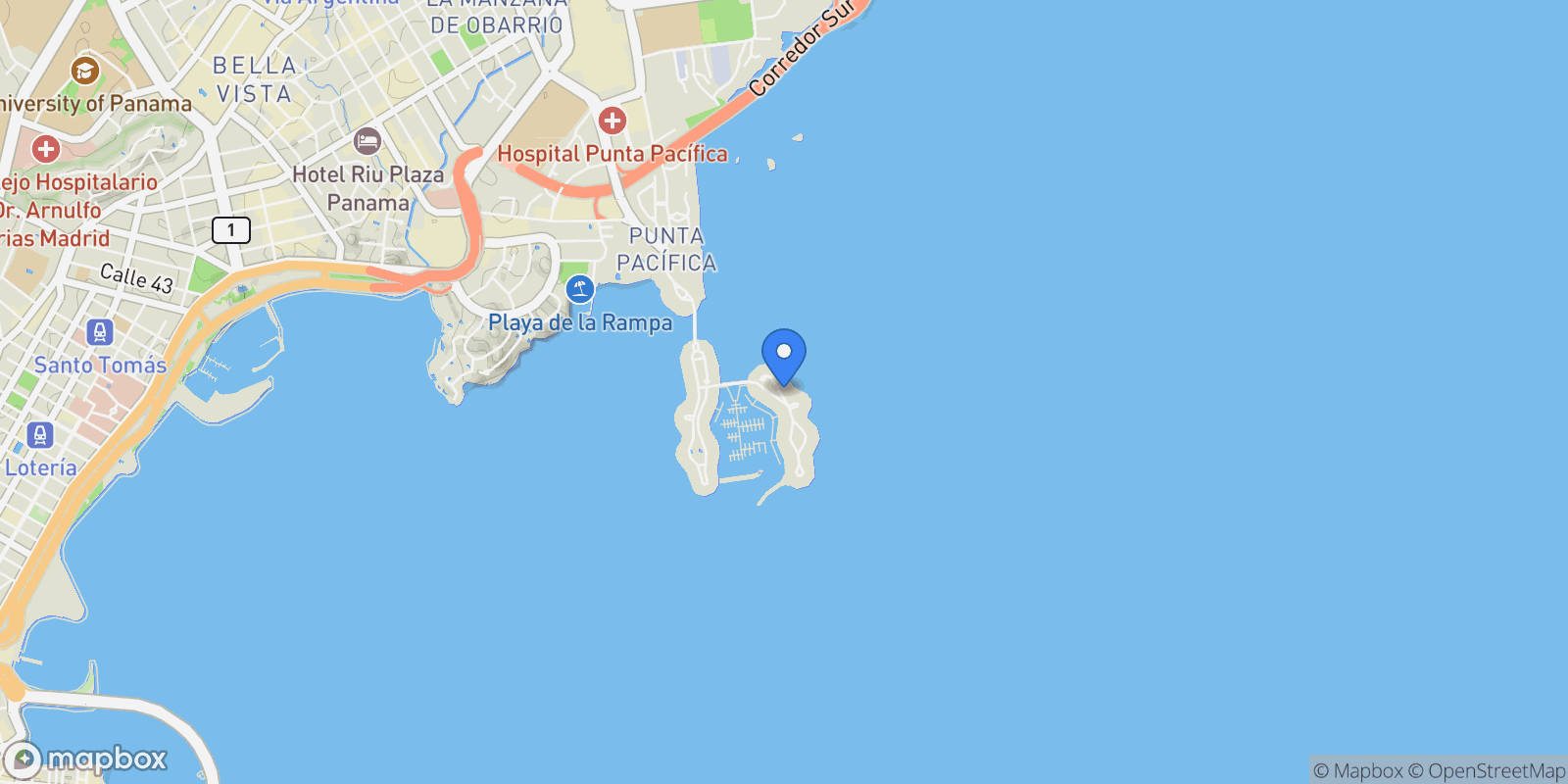 Map showing Panamá THE PALMS - OCEAN REEF, Panama City, Panama, Panama.