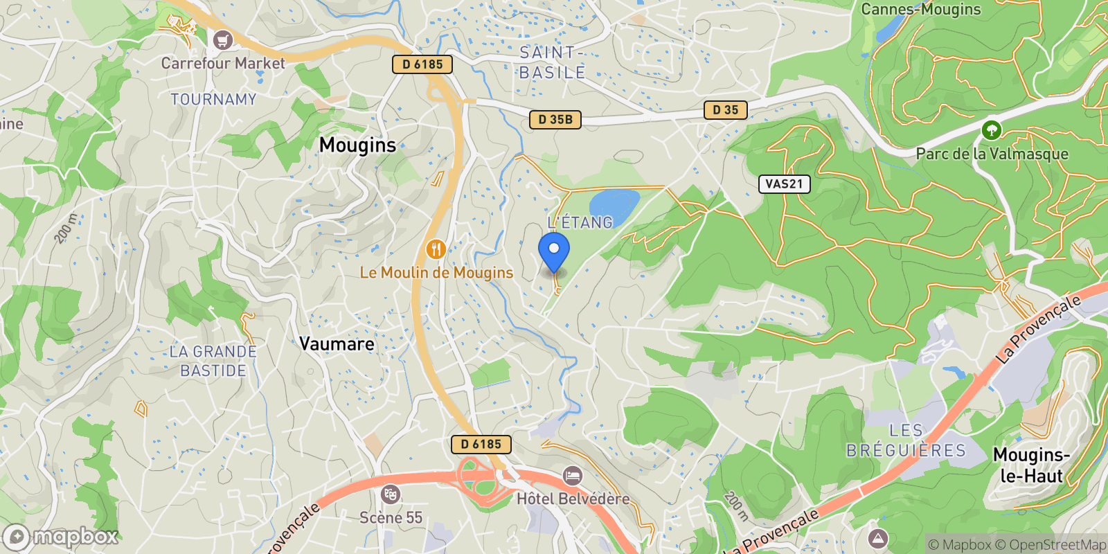 Map showing Mougins, Provence-Alpes-Côte d'Azur, France.