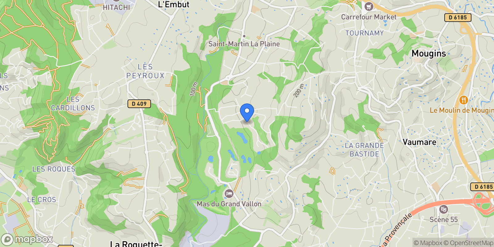 Map showing Mougins, Provence-Alpes-Côte d'Azur, France.