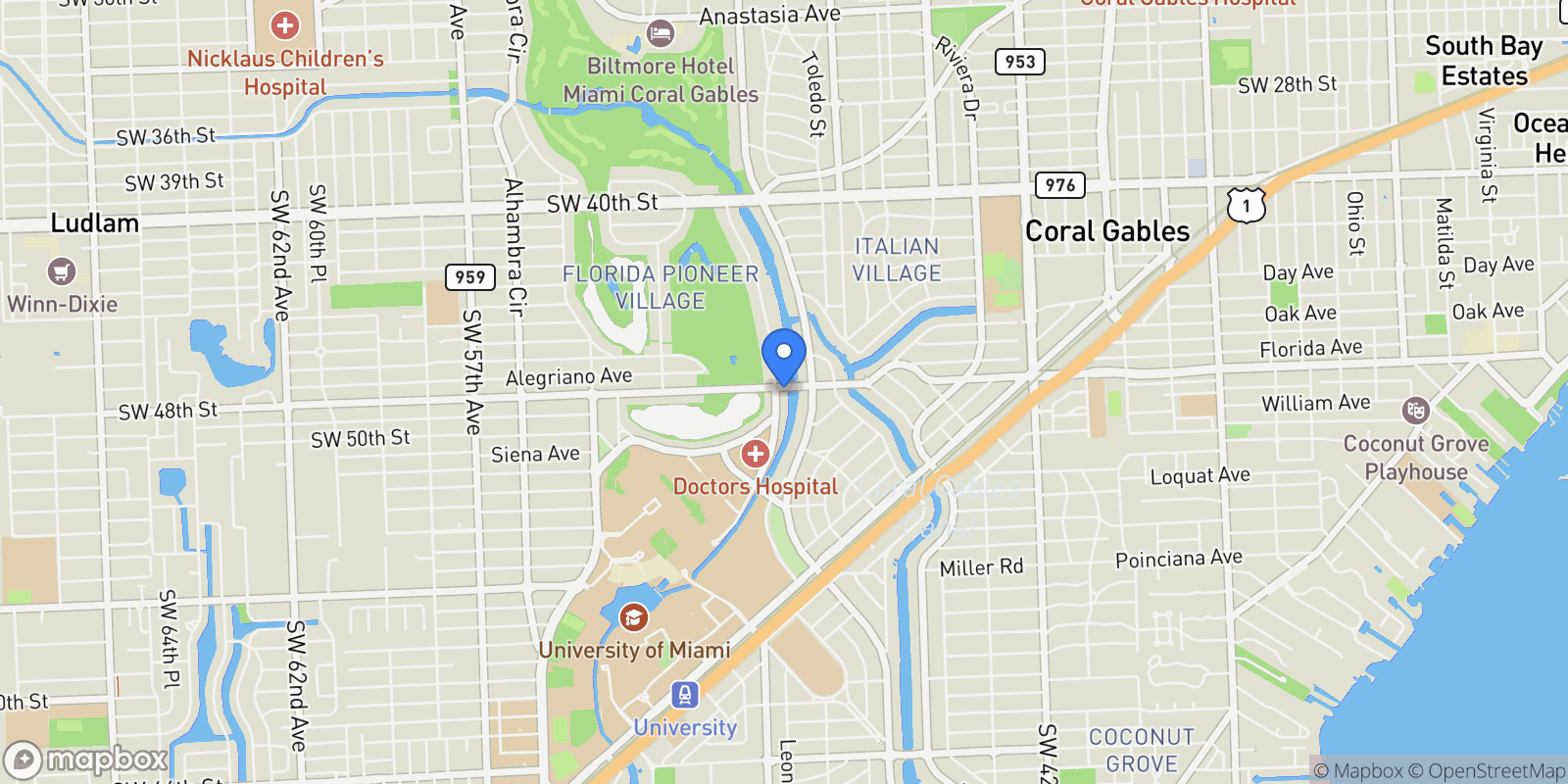 Map showing 4801 University Dr, Coral Gables, Florida, United States.